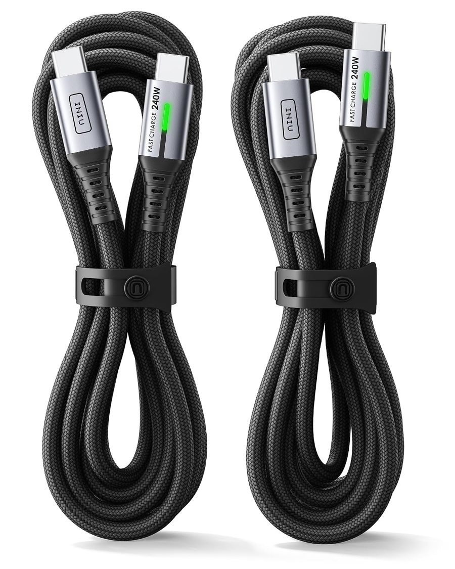 INIU 240W Cavo USB C a USB C, [2-Pezzi 2m] Cavo USB Ricarica Rapida | Type-C Nylon Cavo, USBC per iPhone 17 Pro Max, MacBook Air, iPad Pro, Samsung Galaxy...